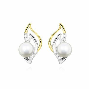 MOISS Cercei bicolori eleganți din argint cu perle adevărate de râu EP000163 imagine