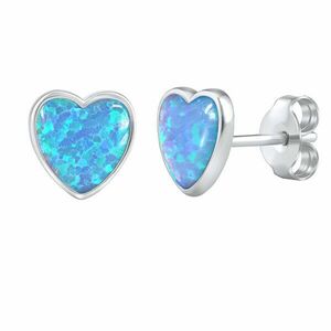 Silvego Cercei inimi cu opale sintetice albastre LPS0857B imagine