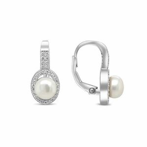 Brilio Silver Cercei de argint eleganți cu perle și zirconii EA92 imagine