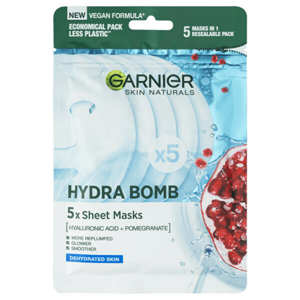 Garnier Mască textilă de umplere super hidratantă cu extract de rodie Hydra Bomb (Sheet Masks) 5 buc imagine