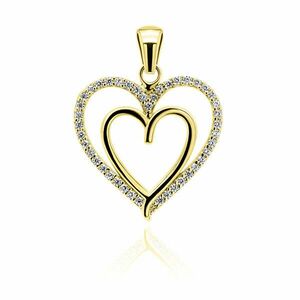 Brilio Silver Pandantiv fermecător inimă, placat cu aur cu zirconii PT13Y imagine