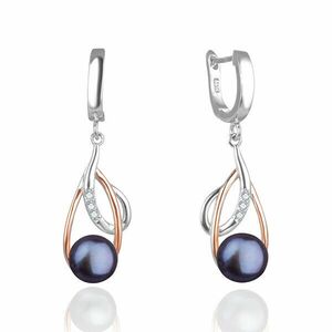 Beneto Cercei bicolori de lux cu perle reale întunecate AGUC2676P-DARK BLUE imagine