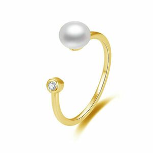Beneto Inel deschis placat cu aur cu perlă de apă dulce reală AGG467-G imagine