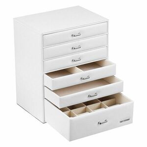 Troli Cutie de bijuterii albă modernă cu 6 sertare B21 imagine