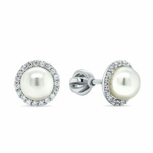 Brilio Silver Cercei eleganți din argint cu perle EA228W imagine