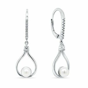 Brilio Silver Cercei atemporali din argint cu perle și zirconii EA226W imagine