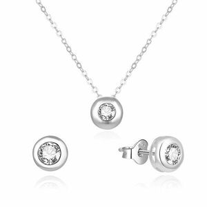 Beneto Set de bijuterii blând din argint cu zirconi AGSET191R (colier, cercei) imagine