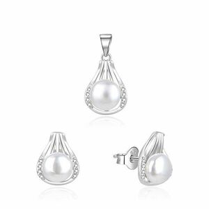 Beneto Set elegant de bijuterii din argint cu perle reale AGSET271PL (pandantiv, cercei) imagine