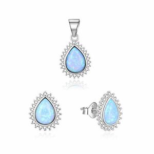 Beneto Set fermecător de bijuterii cu opale albastre AGSET231L (pandantiv, cercei) imagine