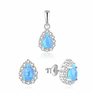Beneto Frumos set de bijuterii cu opale albastre AGSET137L (pandantiv, cercei) imagine