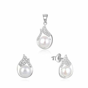 Beneto Set elegant de bijuterii din argint cu perle reale AGSET220PL (pandantiv, cercei) imagine