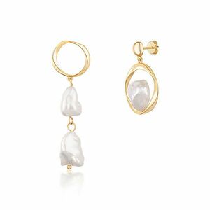 JwL Luxury Pearls Cercei asimetrici placați cu aur cu perle baroc reale JL0723 imagine