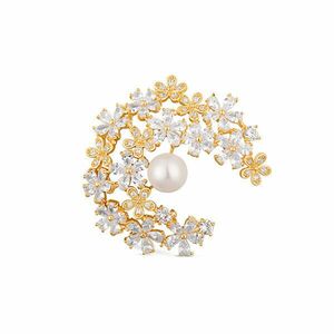 JwL Luxury Pearls Broșă sclipitoare placată cu aur 2 in1 cu perlă adevărată și cristale JL0730 imagine