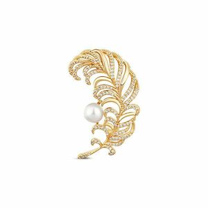 JwL Luxury Pearls Broșă frumoasă placată cu aur 2in1 in formă de pană JL0731 imagine