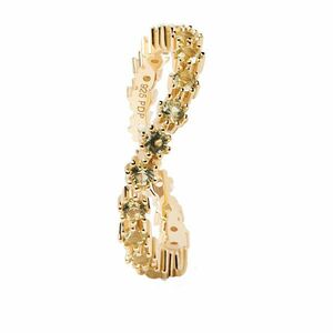 PDPAOLA Inel elegant placat cu aur cu zirconi GREEN TIDE gold ring AN01-461 56 mm imagine