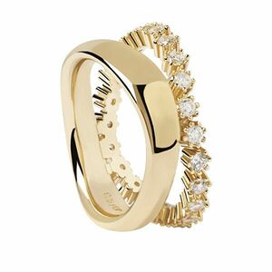 PDPAOLA Fermecător inel placat cu aur cu zirconi clari MOTION gold ring AN01-463 56 mm imagine