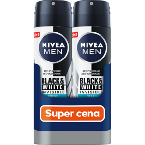 Nivea Antiperspirant spray Men Black & White Fresh 2 x 150 ml imagine