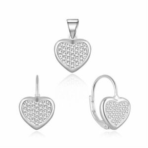 MOISS Set romantic de bijuterii din argint cu inimioare S0000258 (pandantiv, cercei) imagine