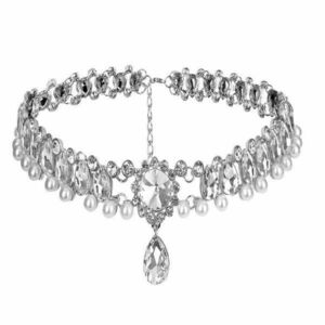 Colier elegant mirese Efb Diana argintiu cu cristale imagine