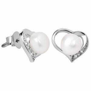 JwL Luxury Pearls Cercei inima cu perlă veridică și zirconii JL0407 imagine