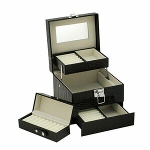 JK Box Negru cutie de bijuterii SP-252 / A25 / N imagine