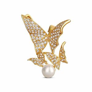 JwL Luxury Pearls Broșă frumoasă, aurită, cu perlă adevarată-fluturași JL0630 imagine