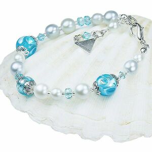 Lampglas Brățară elegantă Bluedantelă cu perle Lampglas cu argint pur BP4 imagine