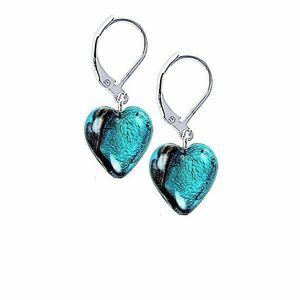 Lampglas Cercei excepționaliTurquoise Heart cu argint pur în perle Lampglas ELH5 imagine