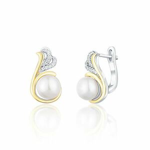 JwL Luxury Pearls Cercei bicolori din argint cu perle reale si zirconii JL0720 imagine