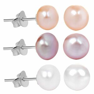 JwL Luxury Pearls Set exclusiv de 3 perechi de cercei perla - alb, somon, violet JL0426 imagine