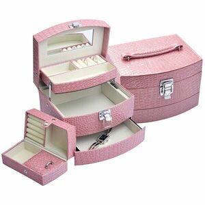 JK Box Cutie de bijuterii roz spațioasă SP-250 / A5 / N imagine
