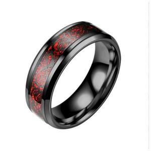 inel negru cu forme de culoare rosie marimea 9 imagine