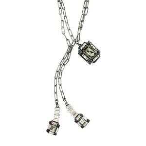 Necklace with rhinestone pendants imagine