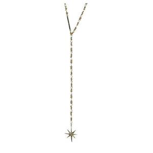 Gold Plated Brass Crystal Accented Star Y-Drop Necklace imagine