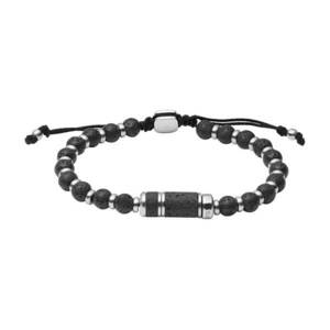Mens Dress Bracelet In Lava Stone And Stainless Steel JF03688040 imagine