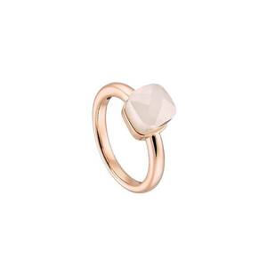 Ring Metallic Rose Gold With White Opaque Crystal 54 imagine