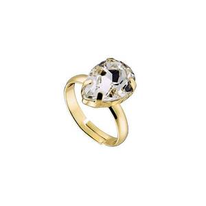 Ring Metallic Gold Plated With White Crystal 53 imagine