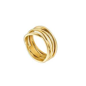 Ring Steel Gold Plated With Sand Effect 58 imagine