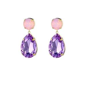 Earrings Metallic Gold Plated With Liliac Crystals 03L15-01033 imagine