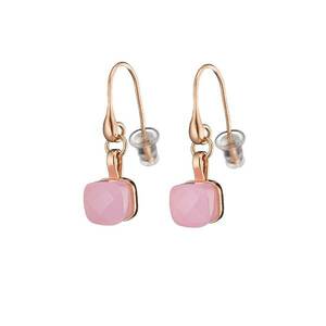 Earrings Metallic Rose Gold With Pink Opaque Crystals 03L15-00989 imagine