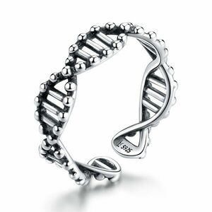 Inel reglabil din argint patinat ADN imagine