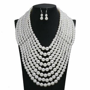 Colier elegant luxury Efb din perle + cercei imagine