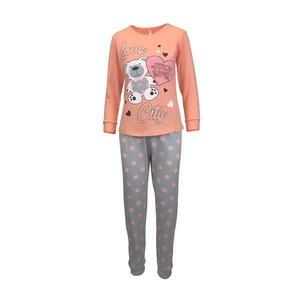 Pijama dama, Univers Fashion, bluza oranj cu imprimeu ursulet si pantaloni gri, 2XL imagine