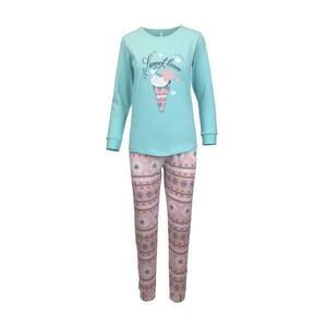 Pijama dama, Univers Fashion, bluza verde cu imprimeu Sweet Love si pantaloni roz, 2XL imagine