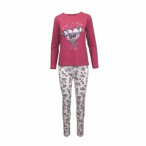 Pijama dama, Univers Fashion, bluza fucsia cu imprimeu Love sleep si colanti bej, XL imagine
