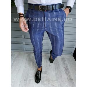 Pantaloni barbati eleganti bleumarin cu dungi B1598 E 4-5 imagine