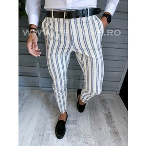 Pantaloni barbati eleganti bej cu dungi B1594 12-2 e ~ imagine