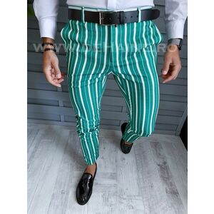 Pantaloni barbati eleganti verzi in dungi B1772 E 22-5 ~ imagine