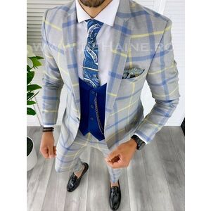 Costum barbati slim fit + Vesta albastra B5382 e 82-4.5 ~ imagine