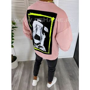 Bluza barbati slim fit roz cu imprimeu K203 14-5 imagine
